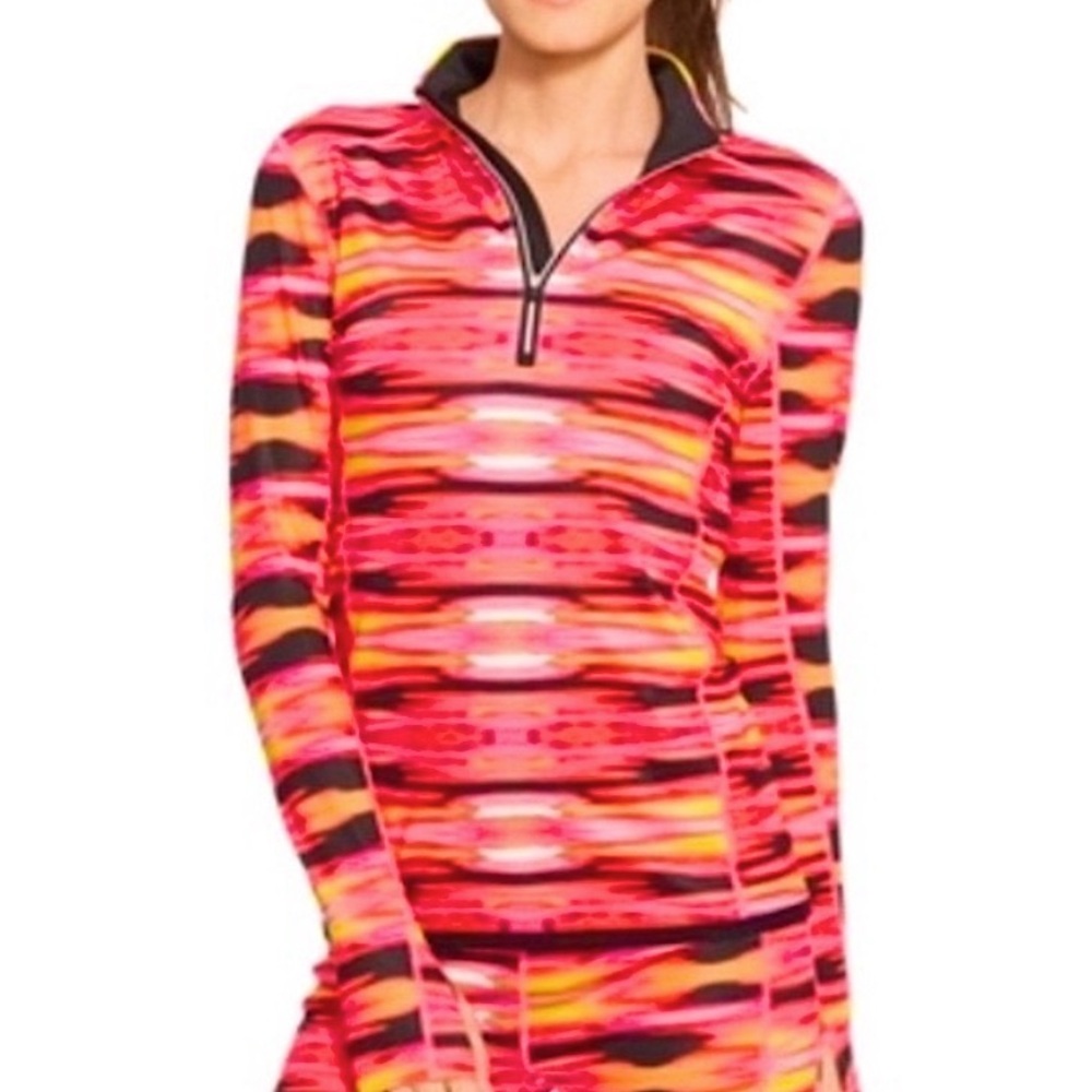 LAUREN Ralph Lauren Active Women’s Half-Zipper Animal Print Top Hot Pink